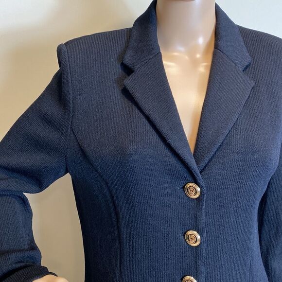 St. John Basic black knit classic blazer cardigan size 8 Luxury - Picture 2 of 10